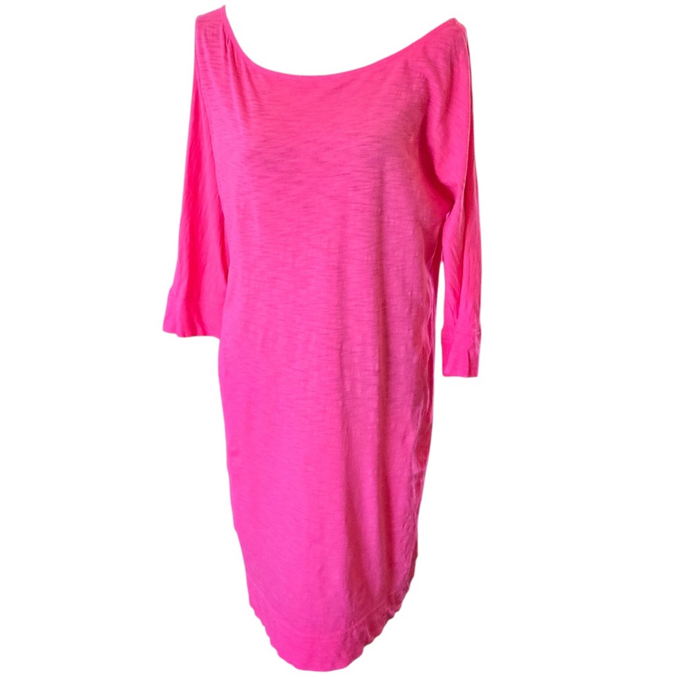 Lilly Pulitzer Pink Pima Cotton 3/4 Sleeve Slub Knit T-Shirt Dress Medium
